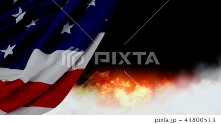 America flag and burning fire America flag and burning fire 43800513