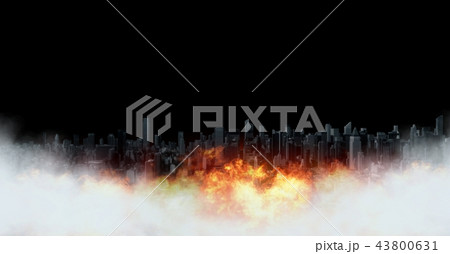 City with burning fire City with burning fire 43800631