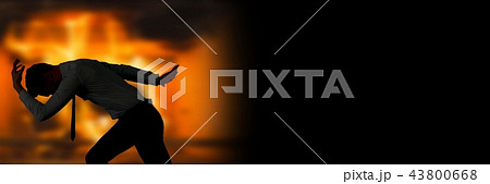 Man escaping burning fire 43800668