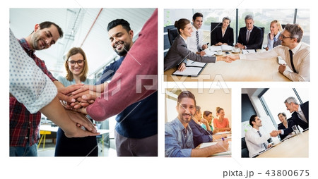 Teamwork business meeting collage 43800675