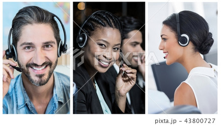 Collage of Customer Service help team in call center 43800727