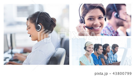 Collage of Customer Service help team in call center 43800799
