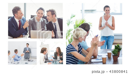Teamwork business meeting collage Teamwork business meeting collage 43800841