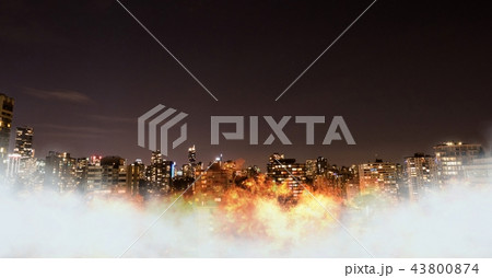 City with burning fire City with burning fire 43800874