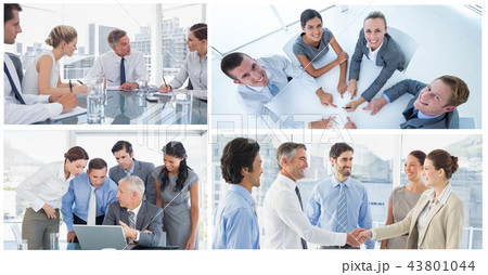 Teamwork business meeting collage Teamwork business meeting collage 43801044