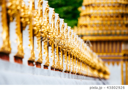 Wall of golden temples in Ayutthaya Thailand 43802926