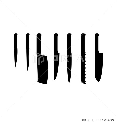 Silhouettes of kitchen knives , vector Silhouettes of kitchen knives , vector 43803699