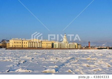 View of Universitetskaya Embankmen in winter 43804333
