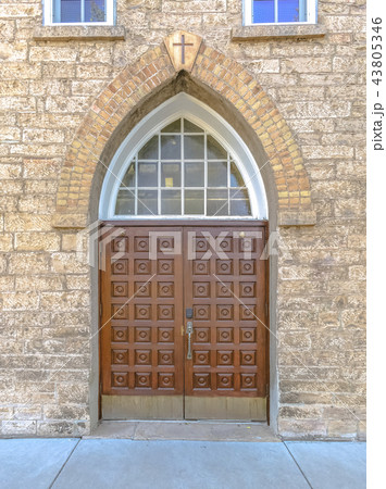Church doors from the exterior of brick Church doors from the exterior of brick 43805346
