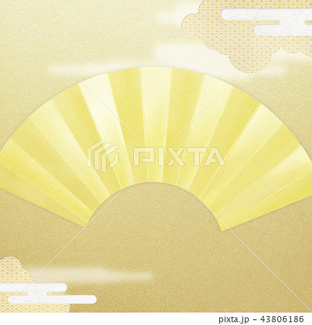 和-背景-金箔-雲-霞-扇 43806186