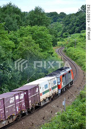 勾配に挑む貨物列車 43807582