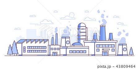 City factory - modern thin line design style vector illustration City factory - modern thin line design style vector illustration 43809464