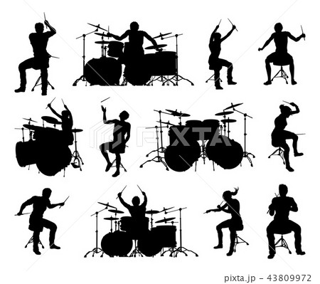 Drummer Musician Silhouettes 43809972