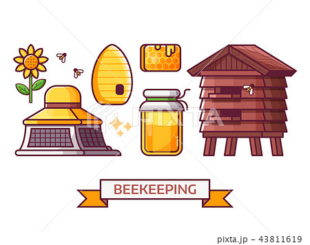 Beekeeping and Apiary Icon Set 43811619