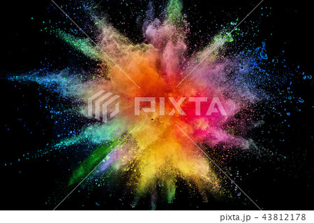 Colored powder explosion on black background. Colored powder explosion on black background. 43812178