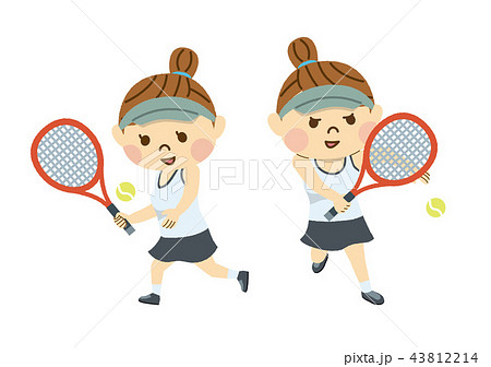 テニスをする女性のイラスト素材