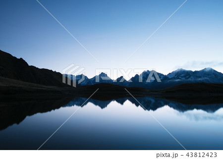 Koruldi lake with a mirror reflection, Caucasus 43812423