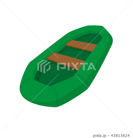 Green inflatable boat with oars cartoon icon Green inflatable boat with oars cartoon icon 43813624
