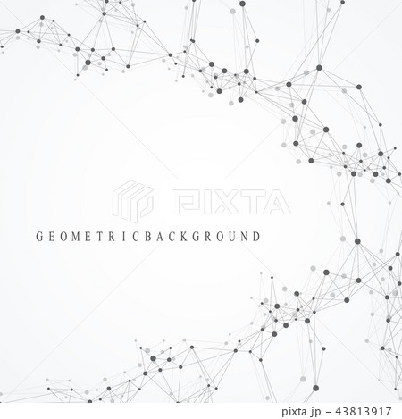 Technology abstract background with connected line and dots. Big data visualization. Perspective 43813917