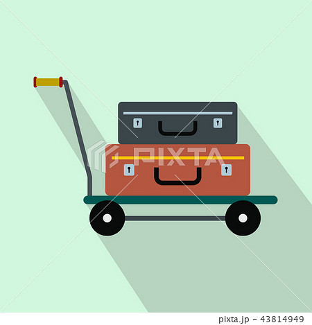 Suitcases on a cart flat icon Suitcases on a cart flat icon 43814949