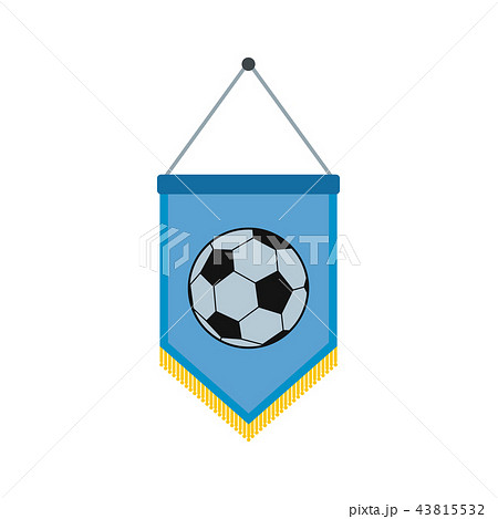 Blue pennant with soccer ball flat icon Blue pennant with soccer ball flat icon 43815532