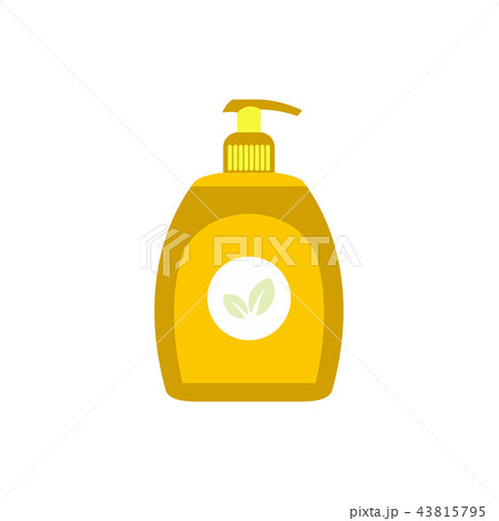 Yellow plastic bottle with liquid soap flat icon Yellow plastic bottle with liquid soap flat icon 43815795