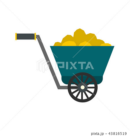 Trolley with gold ore flat icon 43816519