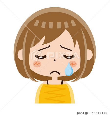 女性　表情　泣く 43817140