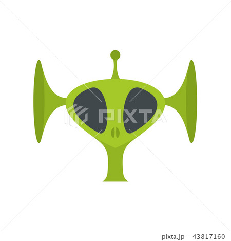 Green alien head flat icon 43817160