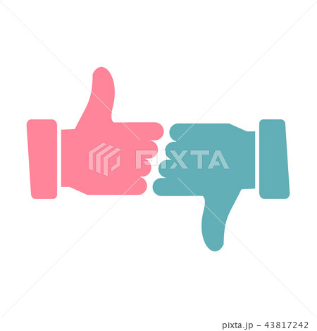 Hands showing thumbs up and down flat icon Hands showing thumbs up and down flat icon 43817242