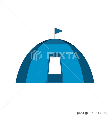 Blue dome tent flat icon 43817930