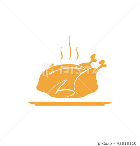 Vector orange hot thanksgiving turkey on plate 43818110