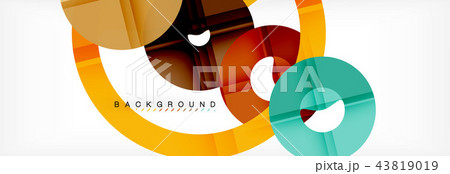 Colorful rings on grey background, modern geometric pattern design. Vector business or technology 43819019