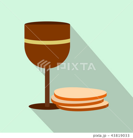 Chalice of wine and wafers flat icon  43819033