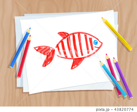 Child drawing of fish  43820774