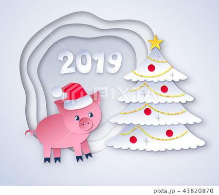 Cut paper New Year postcard 43820870