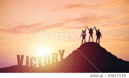 Silhouette of the team on the mountain Silhouette of the team on the mountain 43821539