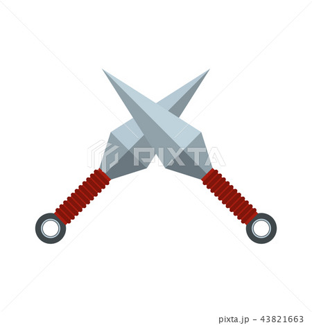 Ninja weapon kunai throwing knifes flat icon  43821663