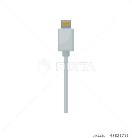 Phone charging and data connector with white cable. USB universal serial bus connector. Flat vector 43821711