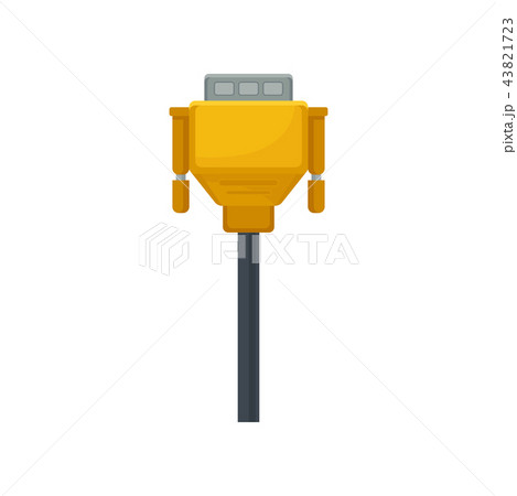 Male DVI or VGA connector with gray cable. Bright orange adapter for connection monitor to computer Male DVI or VGA connector with gray cable. Bright orange adapter for connection monitor to computer 43821723