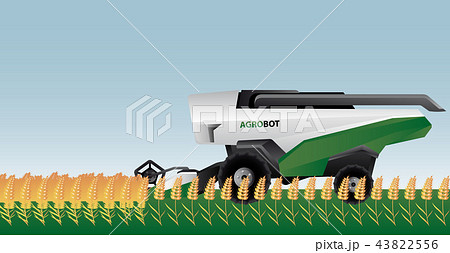 Autonomous combine harvester on a field 43822556