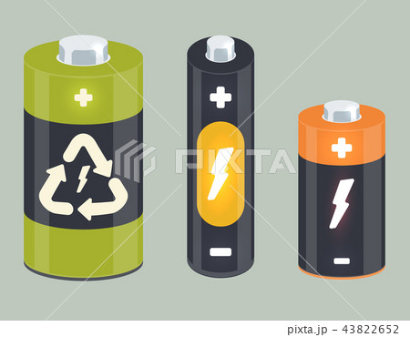Vector battery cylinder elements with lightning Vector battery cylinder elements with lightning 43822652