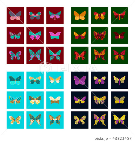 Flat icons big collection of colorful butterflies 43823457