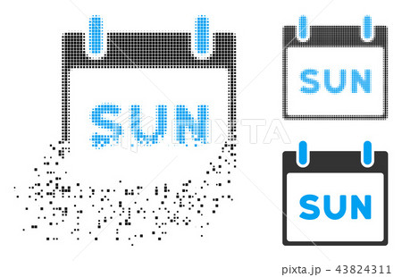 Decomposed Pixel Halftone Sunday Calendar Page Icon 43824311