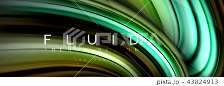 Wave fluid flowing colors motion effect, holographic abstract background. Vector illustration Wave fluid flowing colors motion effect, holographic abstract background. Vector illustration 43824913