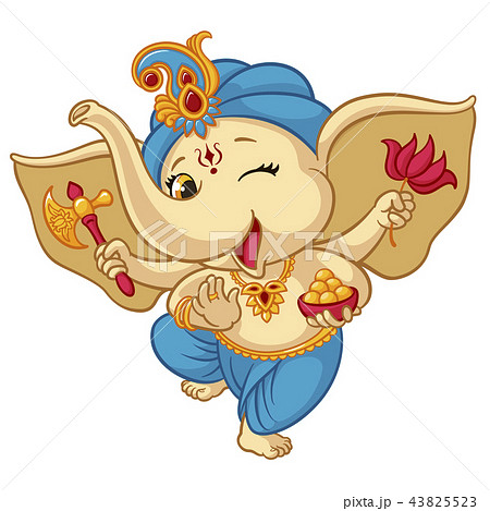 Ganesha elephant cartoon baby illustration for traditional Ganesha Chaturthi Indian Hindu holiday 43825523