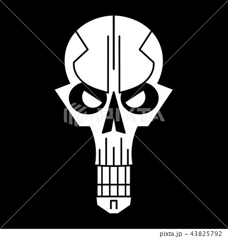 Cool Skull Logo On Black Background Vectorのイラスト素材