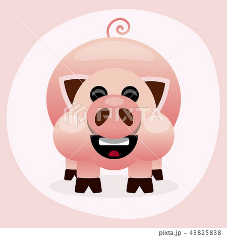 Pink cartoon pig smiling illustration Pink cartoon pig smiling illustration 43825838