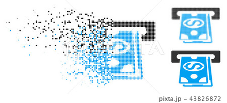 Shredded Pixelated Halftone Cash Machine Icon 43826872
