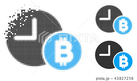 Dust Pixelated Halftone Bitcoin Credit Clock Icon 43827256
